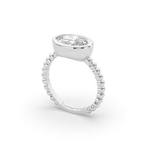 Bague de fiançailles en or 14 carats avec diamant de laboratoire ovale taille brillant de 2,50 carats, style unique et léger, or 10 carats - Product Image 5