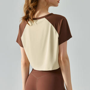 เสื้อยืดออกกำลังกายของผู้หญิงเสื้อยืดออกกำลังกายสีตัดกันทรงหลวม2023 - Product Image 6