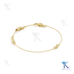 Modern Geometric Lab Grown Diamond Station Bracelet Adjustable Chain 14K 18K <b>Solid</b> <b>Gold</b> Luxury Fine Unisex Jewelry - Product Image 6