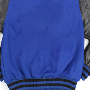 Veste universitaire Zeta bleue en laine grise, personnalisée pour fraternité, style Letterman grec, Bomber – Streetwear rétro haut de gamme avec broderies et rubans - Product Image 5