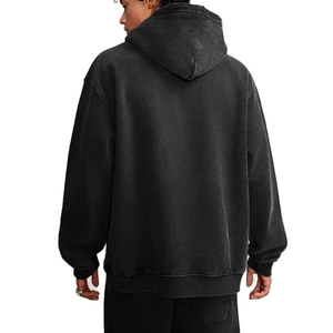 Vente en gros de sweats à capuche personnalisés pour hommes, coupe classique, en molleton uni, respirant, écologique, gris fumé, vintage, lourd, 100% coton - Product Image 2
