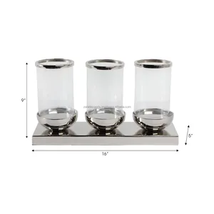 Support de bougie rustique en acier inoxydable et aluminium fait main pour la décoration de fêtes et d'événements - Vente en gros - Product Image 1