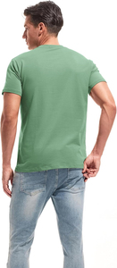 Camiseta Casual de Manga Corta con Cuello Redondo para Hombre, Color Verde, Diseño Sólido, Tejido de Punto, Ecológica, Transpirable, de Lana Merino - Product Image 3