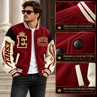 Blouson Bomber Homme Brodé Lettres Style Universitaire Color Block Boutons Pression Hip Hop Automne Vente en Gros Personnalisation OEM