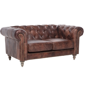 Classic Genuine Leather Two Seater Chesterfield <b>Sofa</b> with Deep Quilted Upholstery and Rolled Arms Solid Wood Legs Furniture - Product Image 6