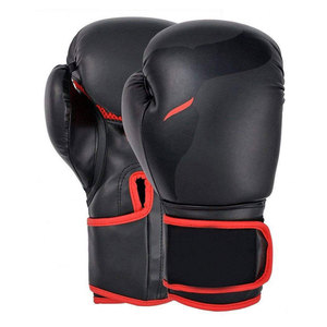Gants de boxe en cuir noir et or blanc, lacés, respirants, équipement d'entraînement pour adultes - Product Image 2