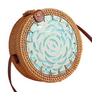 กระเป๋าหวายหนังกระเป๋าดีไซน์เนอร์กระเป๋าหนังสีและหวาย - Product Image 1