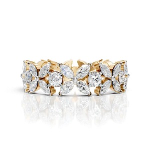 Bague Statement Diamant en Or Jaune et Blanc 14K – Bijou Masculin Audacieux avec Bande Entrelacée en Grappe - Product Image 2