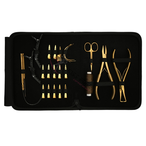 Customizable Gold Hair Extension tools Kit Accessories Set 7In Hair Extension Pliers Hair Parting Finger Styling <b>Clips</b> <b>hook</b> loop - Product Image 1