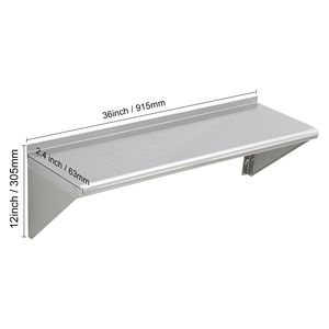 Supporti per Mensole Galleggianti in Acciaio Inox con Capacità di Carico di 250 Libbre, 12" X 36", Montaggio a Parete per Mensole Commerciali - Product Image 6