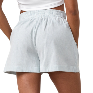 Shorts en popeline bleu clair pour femmes, taille élastique, décontractés, respirants, légers, confortables, pour la détente et l'usage quotidien - Product Image 2