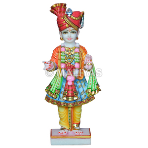 Statue en marbre de Swaminarayan |   Murti Swaminarayan en marbre artisanal – Maliyas - Product Image 1