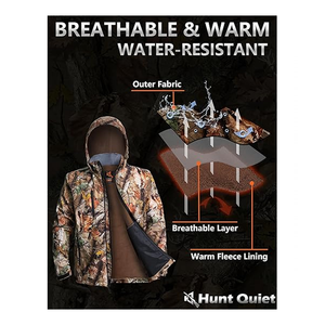 Men's Camouflage Hunting Suit Soft <b>Shell</b> Waterproof Windproof Breathable Full Sleeve Jacket Pants Set Autumn Outdoor Wear - Product Image 4