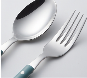 Ensemble de couverts minimalistes avec poignées turquoise, en acier inoxydable, compatibles lave-vaisselle, pour les occasions de repas et de mariage - Product Image 2