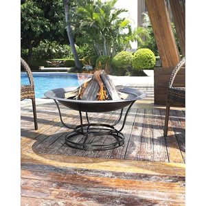Modern Freestanding <b>Iron</b> <b>Fire</b> <b>Pit</b> with Poker for Outdoor Cooking Powder Coated Black - Product Image 4