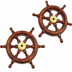 Volant de bateau mural en bois, captain, naturel, 18 ", nouveau - Product Image 1