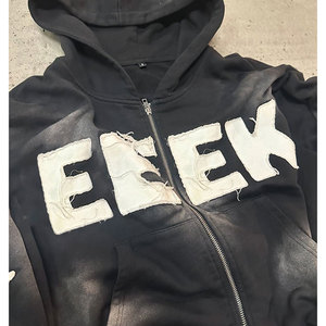 Conjuntos de sudadera personalizados con estampado puff para mujer, pantalones de chándal unisex, pantalones acampanados apilados y conjunto de sudadera con capucha de dobladillo sin rematar para hombre - Product Image 2