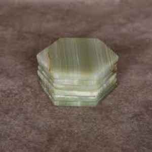 Posavasos hexagonales de ónix hechos a mano, decoración de mesa de té y café de piedra natural - Product Image 5