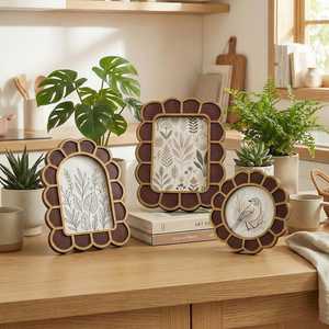 Arabic Pattern Eco-Friendly Wooden Photo <b>Frame</b> Natural Rectangle Handmade Vintage Lightweight Durable <b>Wall</b> Mount Home Decoration - Product Image 6