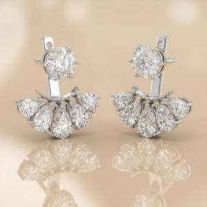 Luxury 925 <b>Silver</b> Diamond <b>Stud</b> <b>Earrings</b> Round Brilliant Cut Women Wedding Jewelry - Product Image 3