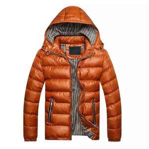 New Arrival Men's Warn Winter Shiny Quilted Puffer Jacket <b>Windbreaker</b> Padded Thick <b>Black</b> Hooded Bubble Padded jacket for men - Product Image 4