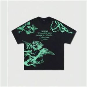 เสื้อยืดคอตตอนทรงหลวมแบบดรอปไหล่ สั่งผลิตได้จำนวนน้อย พิมพ์ลายกราฟิก โลโก้ ผ้าหนา ทรงหลวม สไตล์สตรีทแวร์สุดเทรนดี้ เสื้อผ้าลำลอง - Product Image 1