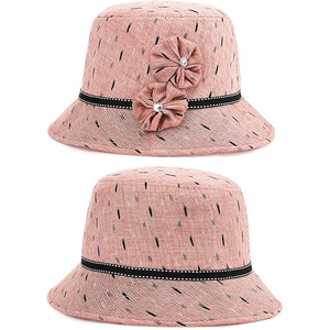 Chapeau Bob Rose en Polyester/Coton avec Décoration Florale Respirant pour Femme Printemps Été Décontracté Voyage 56-58CM - Product Image 2