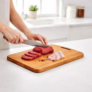 Planche à découper en bois d'acacia durable avec poignée, épaisseur 1,2 cm, pour la cuisine, le service de fromages et de charcuteries - Product Image 3