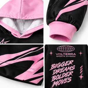 OEM Custom Oversized <b>Y2K</b> Graphic Hoodie Black and Pink <b>Streetwear</b> Heavy Print Drop Shoulder Pullover Manufacturer - Product Image 4