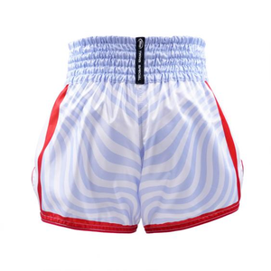 Pantalones Cortos de Muay Thai Fight Gear Blancos y Rojos con Estampado por Transferencia Térmica, Elásticos, Corte Regular, Ropa de Entrenamiento de Boxeo para Hombre, Adulto, 100% Poliéster - Product Image 3