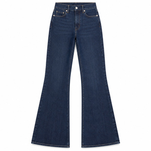 Jeans Acampanados de Cintura Alta para Mujer - Pantalones de Mezclilla Rígidos Azul Oscuro Estilo Y2K Ajuste Ceñido Venta al por Mayor Marca Privada - Product Image 1