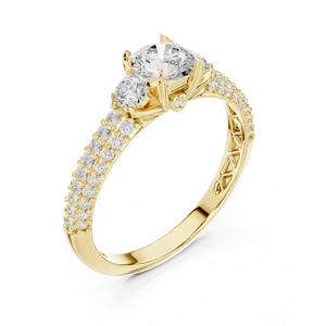 แหวนเพชรทรงกลมทองคำ 14K สำหรับผู้หญิง |   ชุดทำงาน |   เพชรที่เพิ่งเพาะเลี้ยง - Product Image 5