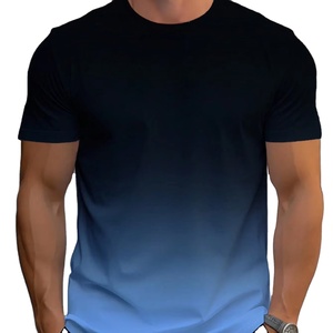 T-shirt à manches courtes pour homme, col rond, couleur dégradée, coupe ajustée, tissu tricoté à séchage rapide, design uni, 100% polyester - Product Image 2