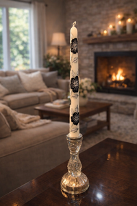 Vela Cónica Perfumada de 25 cm, Pintada a Mano con Diseño Floral Negro, Sin Humo, para Decoración del Hogar, Bodas, Navidad y Hoteles - Product Image 2
