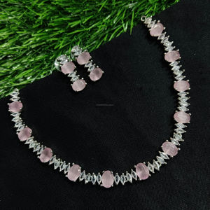 Conjunto de joyería nupcial de diamante americano clásico, collar y pendientes de dos piezas para boda, estilo clásico de moda - Product Image 1