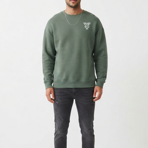 Sudadera de Cuello Redondo para Hombre, Corte Holgado, Logotipo Bordado, Color Sólido, Informal, Felpa, 100% Algodón, Transpirable, Ropa de Invierno - Product Image 2