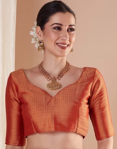 KV <b>Red</b> Woven Traditional Silk Reversible Designer Saree with Unstitched <b>Blouse</b> for Wedding Party & Diwali - Product Image 3