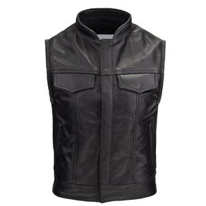Chaleco de Cuero Marrón con Cuello en V, Prenda Exterior Informal Transpirable para Invierno, Servicio OEM Disponible, Chaleco Hecho de Cuero Genuino - Product Image 1