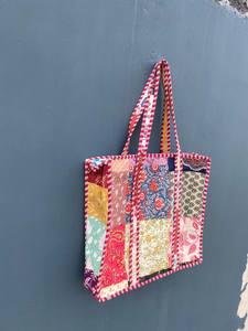 Sacs de plage portables en coton traditionnels indiens faits à la main, couleur unie, fermeture à glissière - Product Image 3