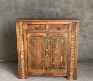 Meilleure collection de meubles en bois massif faits à la main, armoire à 2 portes avec tiroir, buffet vintage, art himalayen antique - Product Image 5