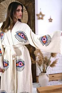 Nouvelle Arrivée Vêtements de Luxe Femme Décontracté Été Abaya Kimono Anti-Mauvais Œil Haute Qualité Robe Musulmane Abaya Ouverte Islamique - Product Image 4