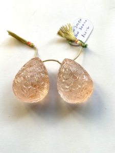 Morganita natural, 2 piezas talladas en forma de lágrima, piedra preciosa natural para la elaboración de joyería fina. - Product Image 6
