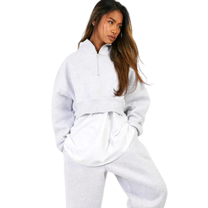 Womens Pullover Hoodie Tracksuit <b>Two</b> <b>Piece</b> Casual Fleece <b>Lounge</b> <b>Set</b> Relaxed Fit Elastic Waist Cuffed Activewear Workout Outfit - Product Image 5