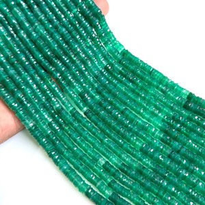 Cuentas de piedras preciosas Heishi facetadas de ónix verde natural, hebras de 6-7mm, cuentas pulidas de piedra de ónix para la fabricación de joyas a precio de fábrica - Product Image 3