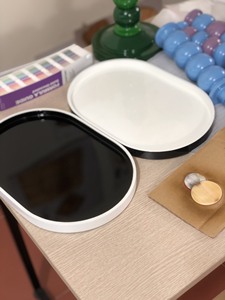 Bandejas de servir de laca forma de elipse para alimentos, frutas, verduras, carne desayuno almuerzo cena platos de pan decorativos Decoración - Product Image 4