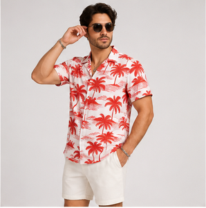 Chemises Hawaïennes Personnalisées en Gros pour Hommes – Coupe Ample, Boutonnées, Imprimées Tropicales, Manches Courtes – Tenue Décontractée Estivale pour la Plage - Product Image 4