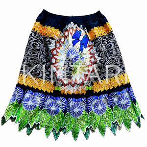 Hawaiian Floral Embroidered <b>Chiffon</b> <b>Skirt</b> Women Elastic Waist Customizable Cotton A-Line Preppy Style Knee-Length Summer - Product Image 6