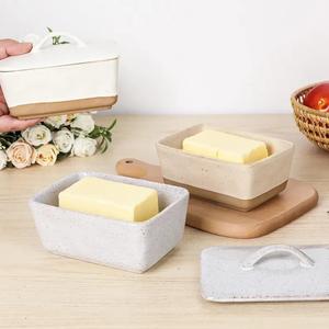 Boîte à beurre rustique mouchetée avec couvercle à poignée incurvée, base profonde, élégante, pour comptoir de cuisine, présentoir à beurre - Product Image 5