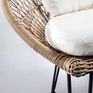 Nordic Outdoor <b>Rattan</b> <b>Sofa</b> Set with Cushions Woven Garden Bench Patio Furniture for Courtyard Balcony Villa - Product Image 4