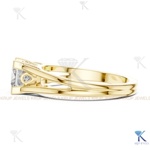 Bague de fiançailles en diamant de laboratoire taille princesse, à double sangle, solitaire, avec filigrane, en or massif 14K 18K, raffinée, unisexe, pour les occasions spéciales - Product Image 6